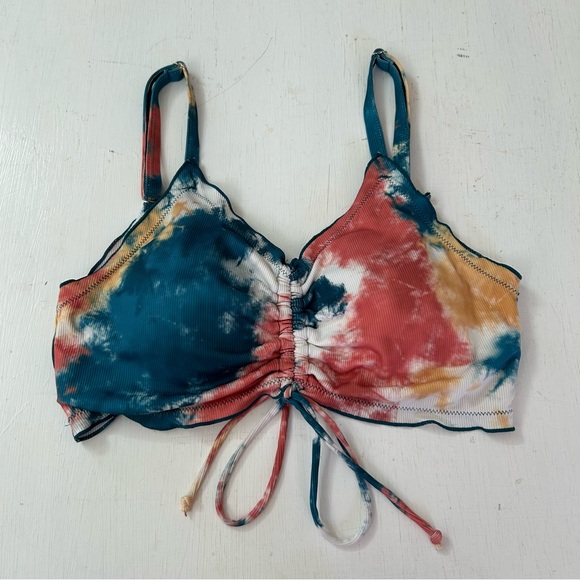 SHEIN Other - Tie-Dye Ruched Bow Front Swim Bralette Padded Adjustable Swim Top